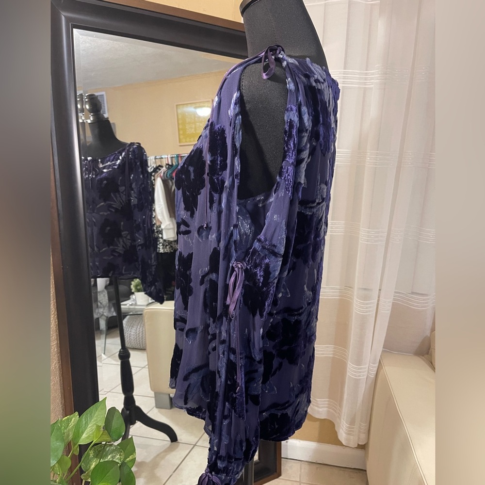Worth Purple Floral Blouse size M - Picture 4 of 16